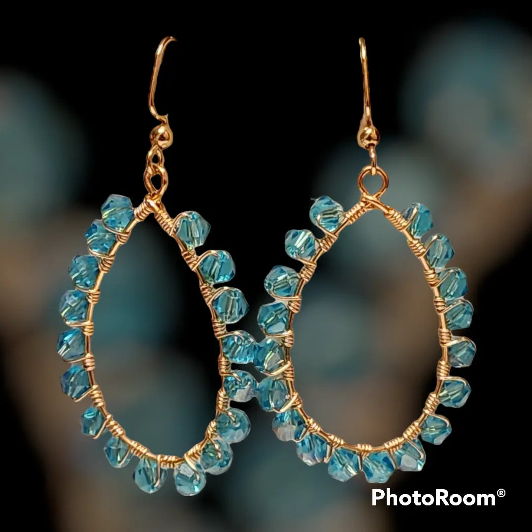 Bicone Crystal Hoop Earrings - Bead From The Heart Creations