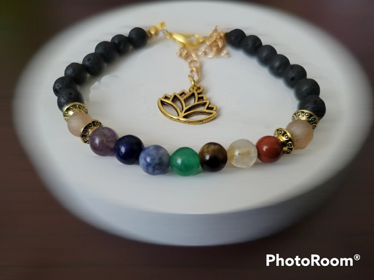 Chakra bracelet with lava stones - Bead From The Heart Creations