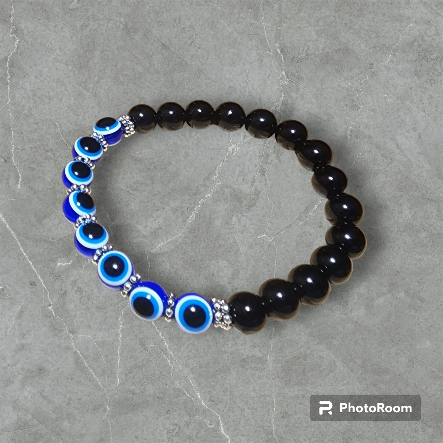 Evil Eye Bracelet with Black Obsidian Bead From The Heart Creations