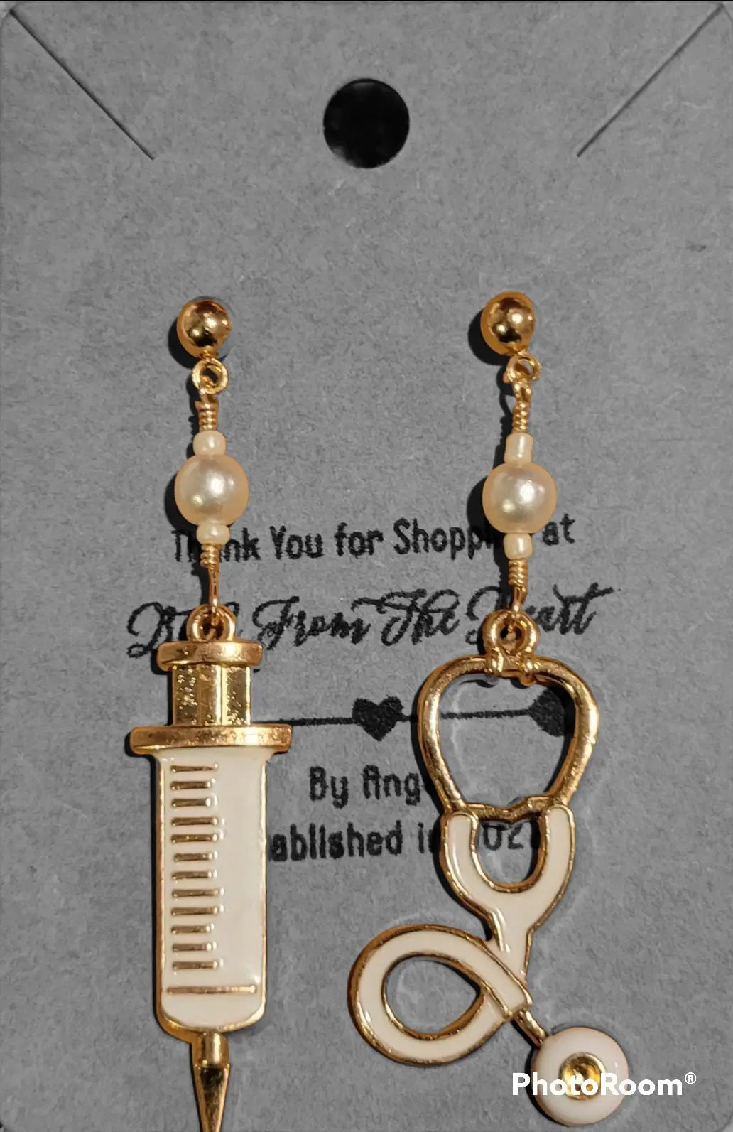 Stethoscope and Syringe earrings - Bead From The Heart Creations