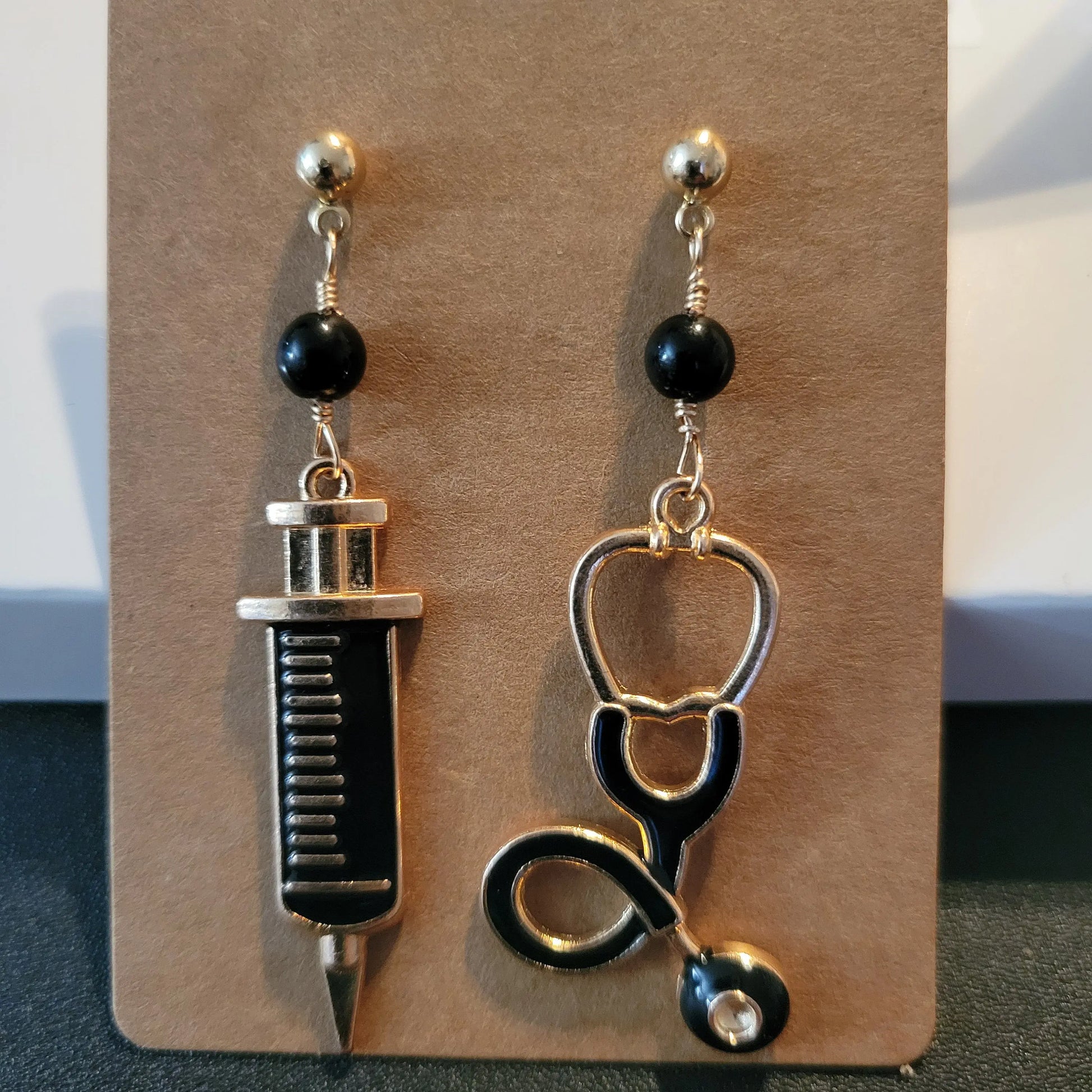 Stethoscope and Syringe earrings - Bead From The Heart Creations