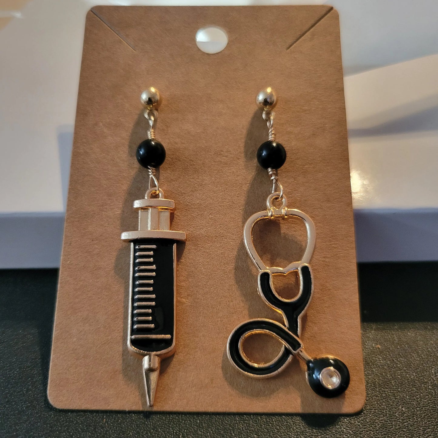 Stethoscope and Syringe earrings - Bead From The Heart Creations