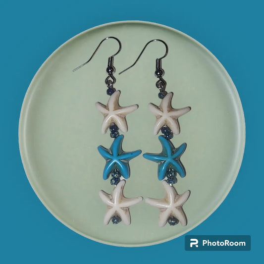 Turtle and Starfish drop earrings - Bead From The Heart Creations