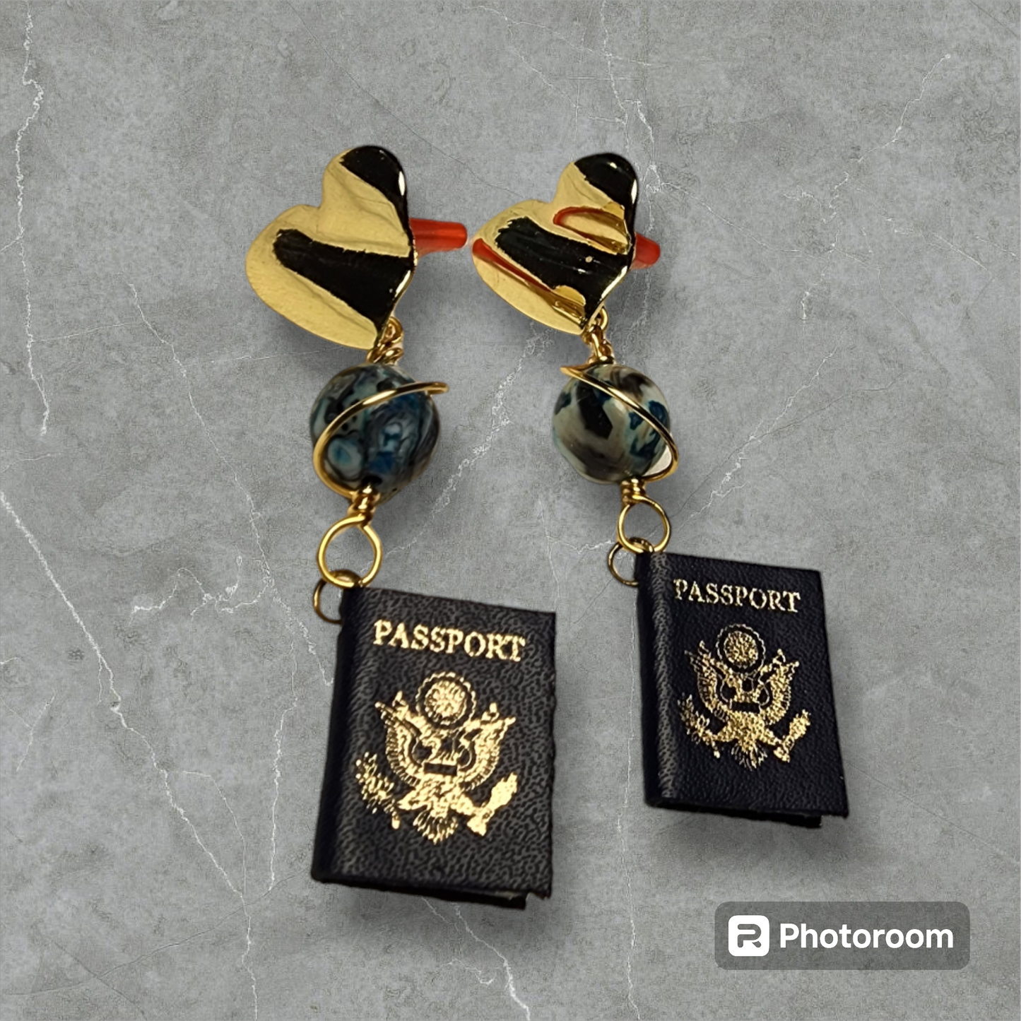 Explore the World Earrings with Passport and Heart Earring Findings Bead From The Heart Creations